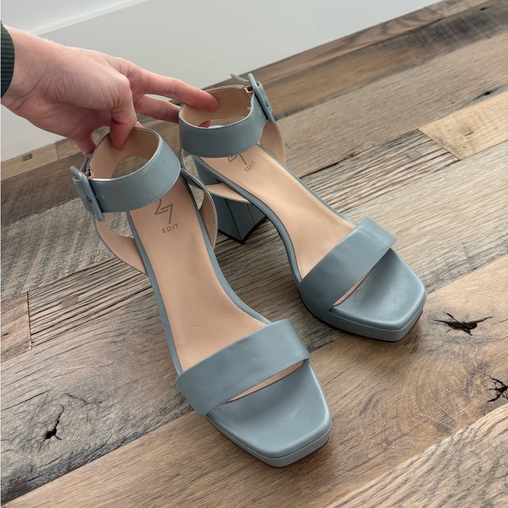 Women’s pastel/muted blue blocked heel
Women’s dress sandal
